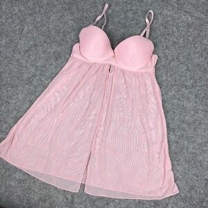 Juicy Couture Intimates Lingerie Womens Medium Lola Pink Babydoll Crown Mesh Top